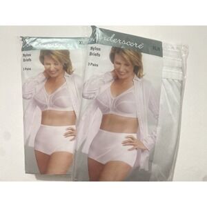 6 Pairs Vtg JC Penney Underscore Nylon Briefs Size Large XL/8 Optic White New